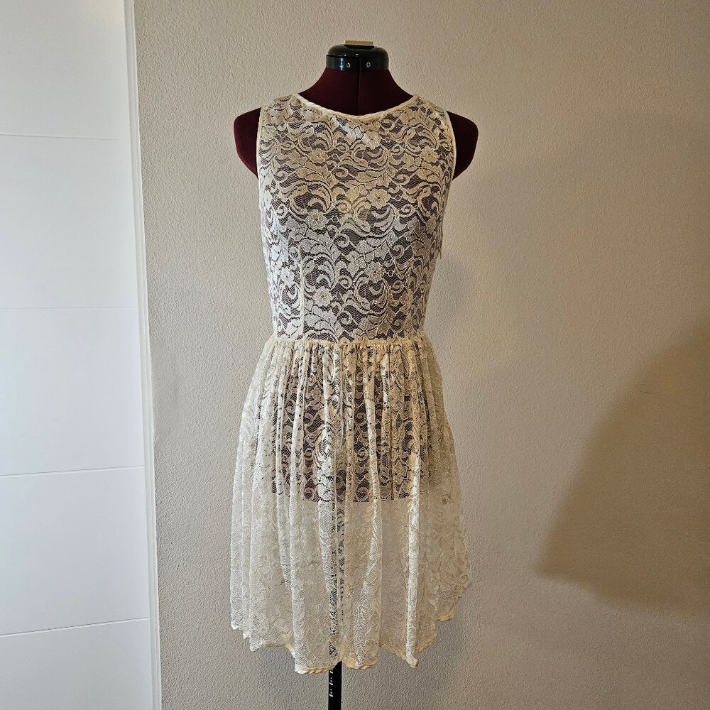 American Apparel white lace dress, sz L